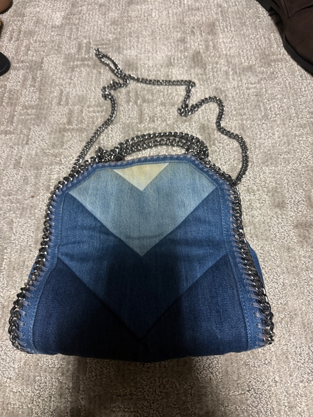 Stella McCartney Blue Gradient Denim Falabella Crossbody Bag with Silver Chain